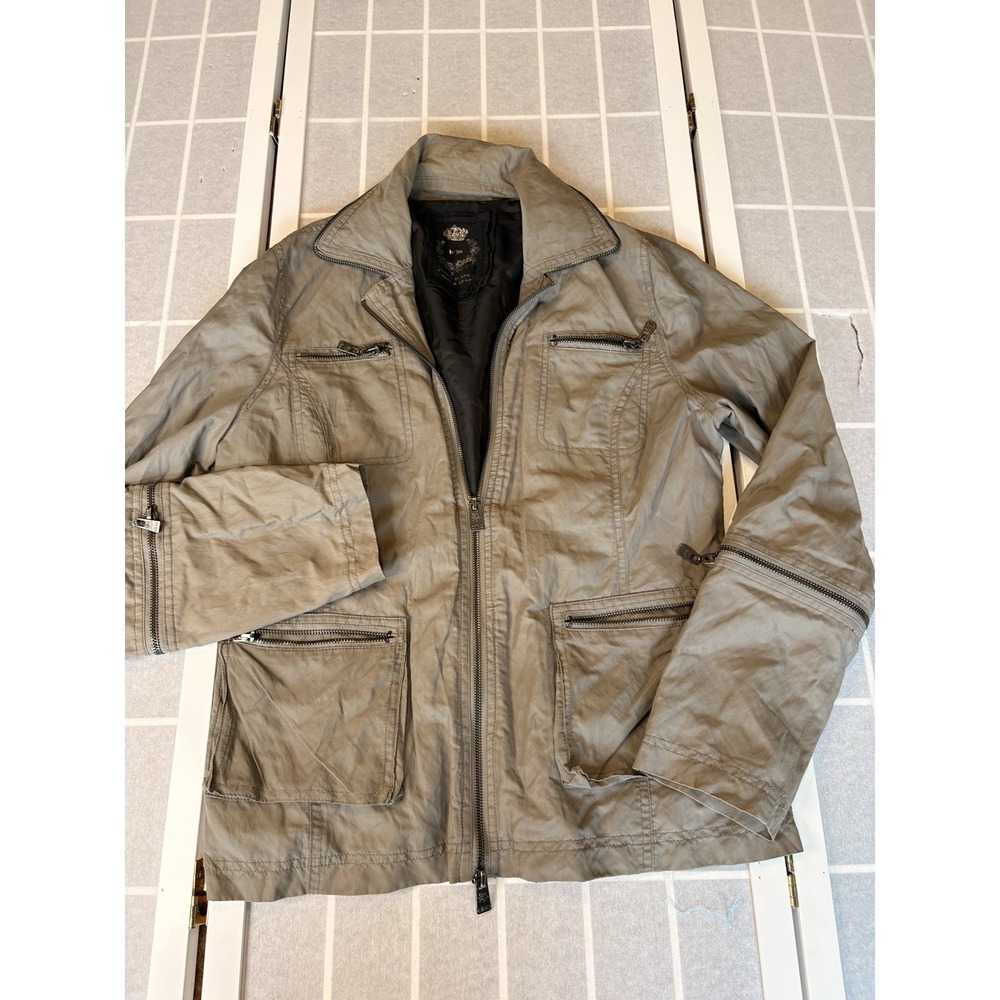 Utility Jacket Full Double Zip Army Green Chore Pockets Urban Sz Large Women's